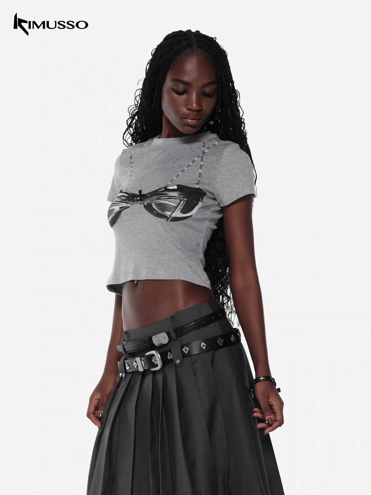 KIMUSSO Patent leather underwear printed T