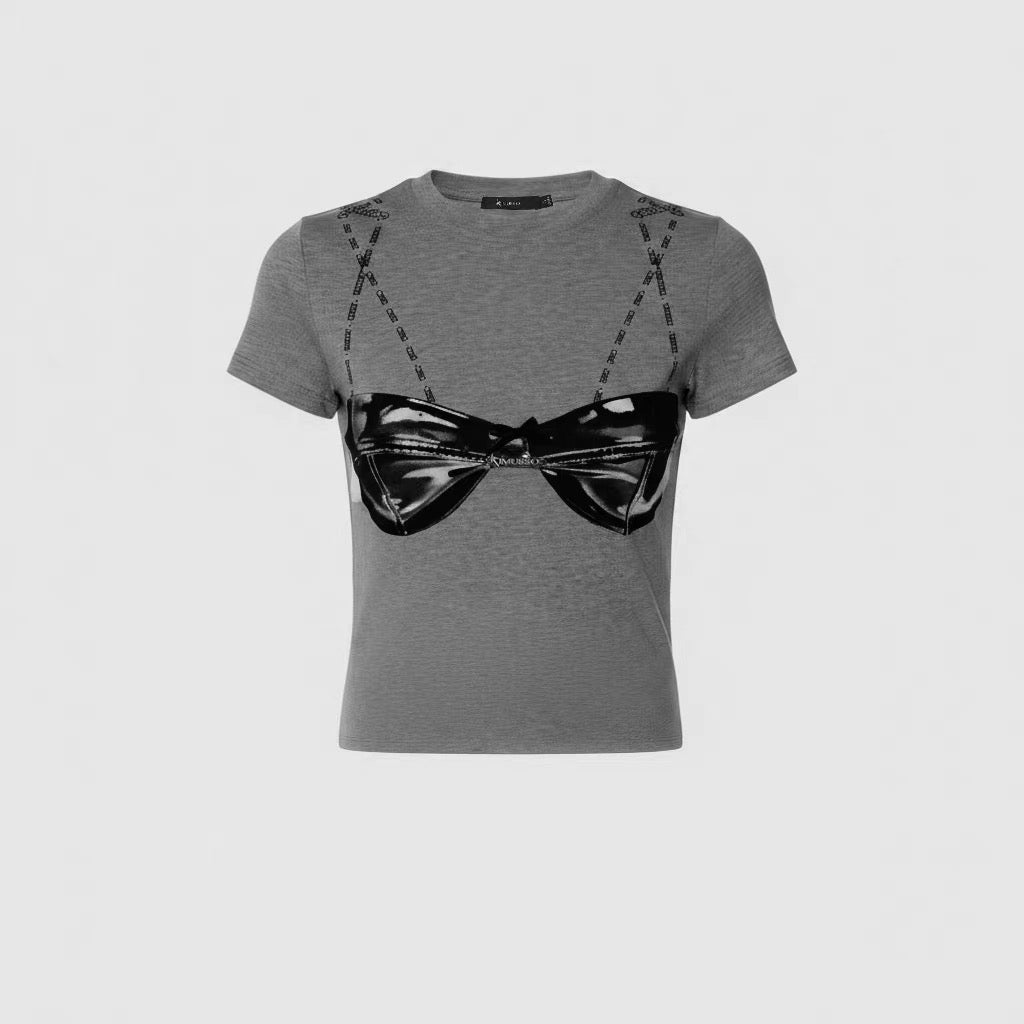 KIMUSSO Patent leather underwear printed T