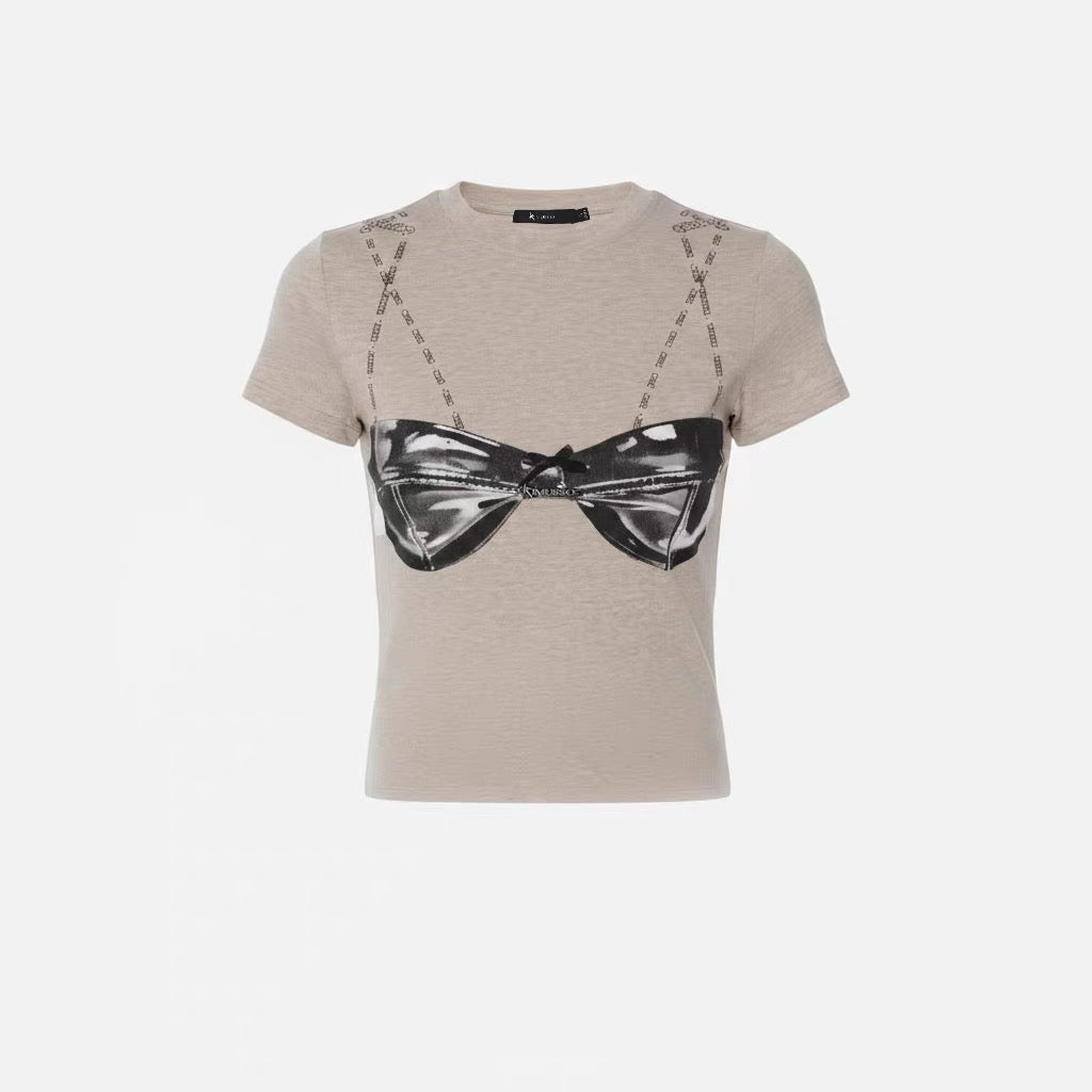 KIMUSSO Patent leather underwear printed T
