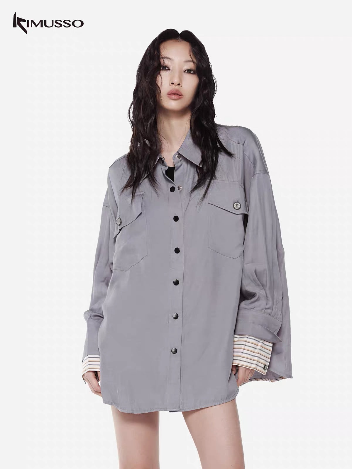 KIMUSSO Workwear stitching shirt