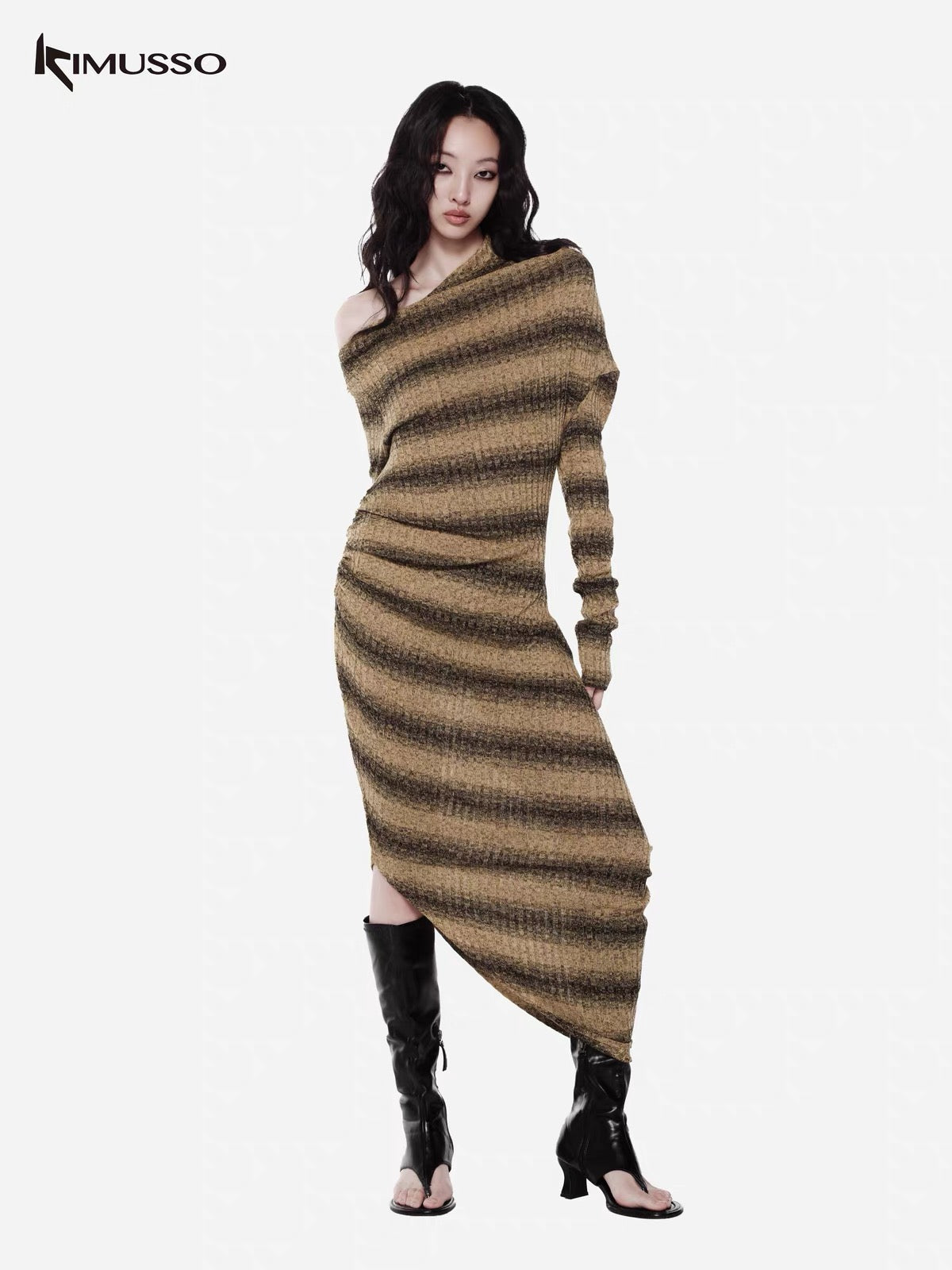 KIMUSSO Streaming striped striped knitted skirt