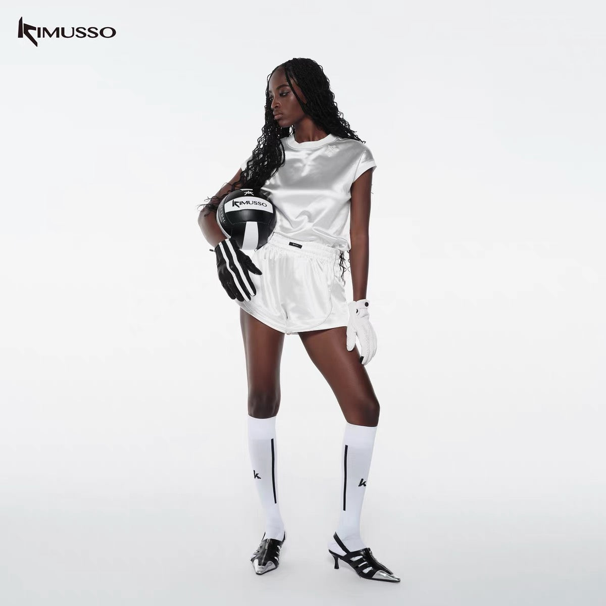 KIMUSSO "Floating Satin" Loose Sports Shorts