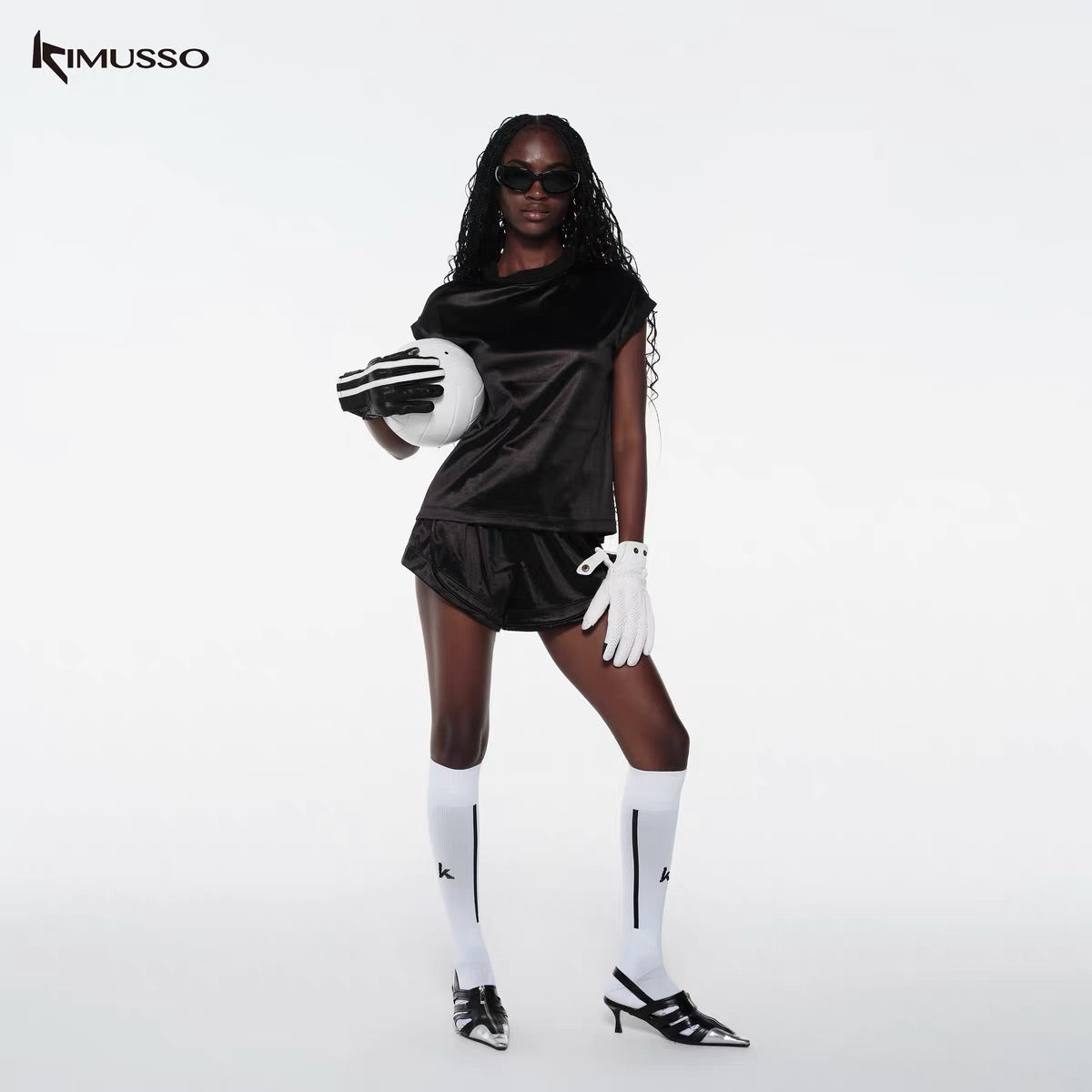 KIMUSSO "Floating Satin" Loose Sports Shorts
