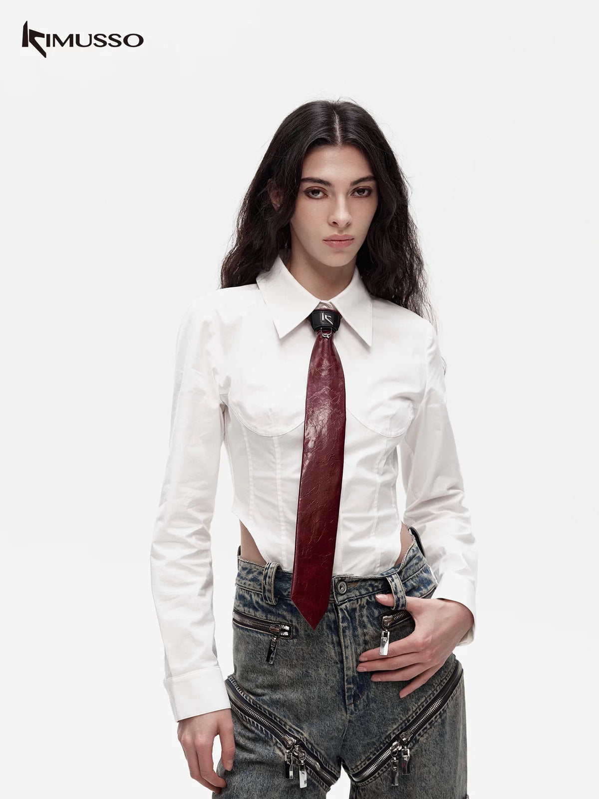 KIMUSSO long-sleeved shirt with a waist
