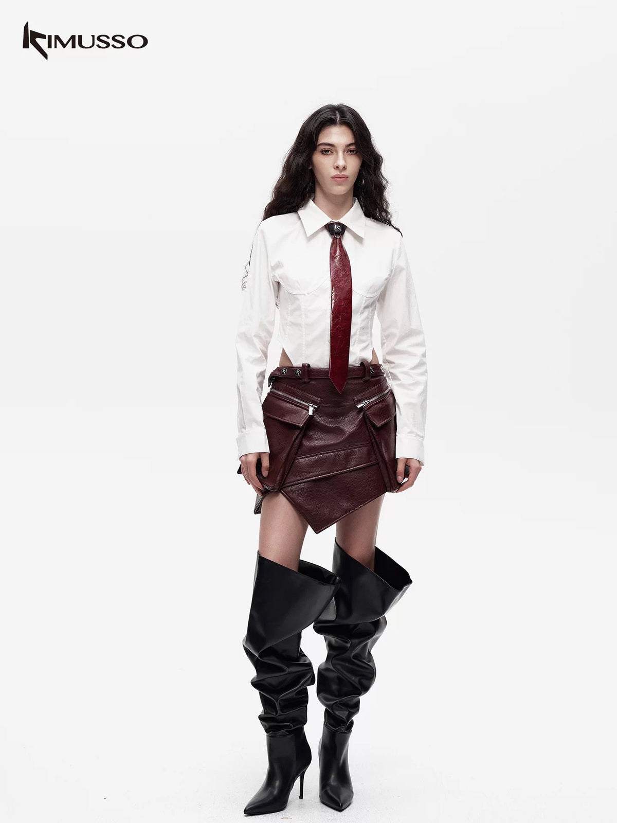 KIMUSSO long-sleeved shirt with a waist