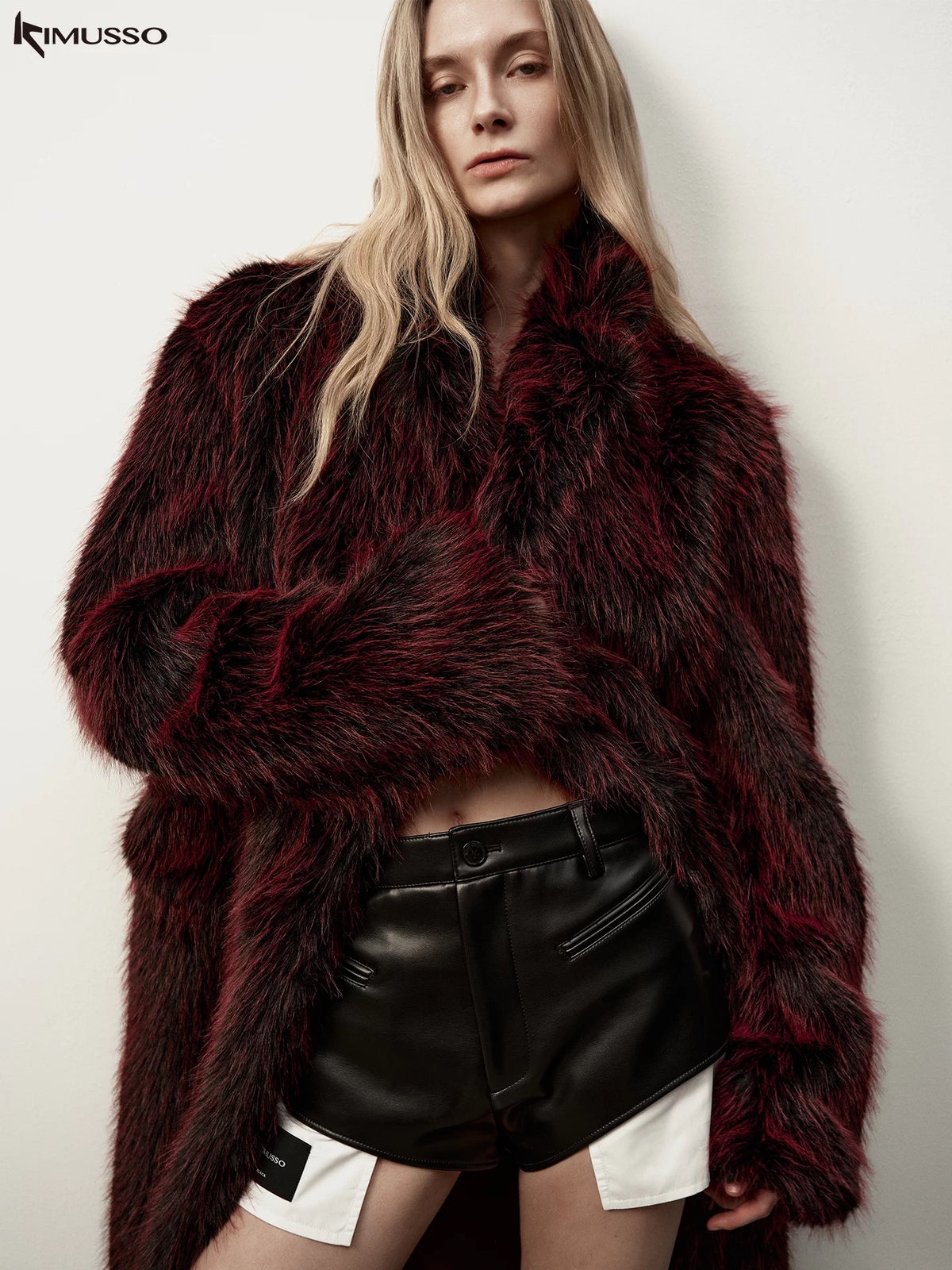 KIMUSSO "over the mountain" fur burgundy coat
