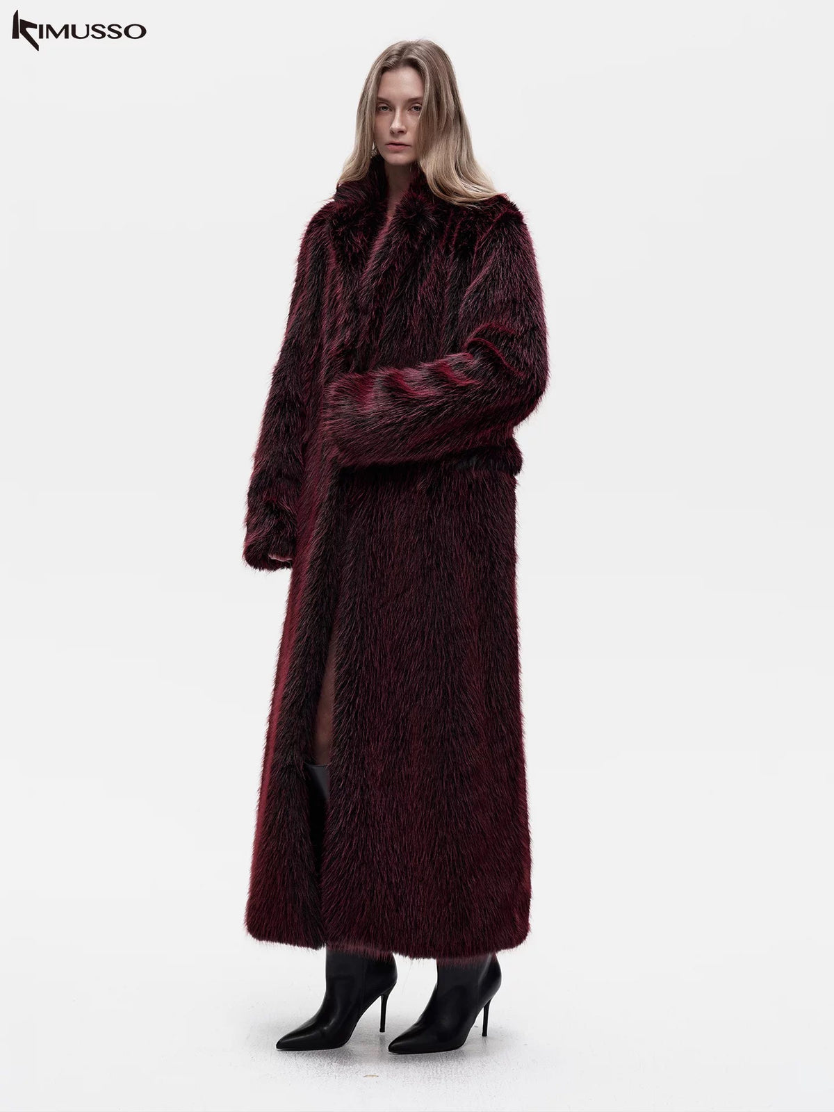 KIMUSSO "over the mountain" fur burgundy coat