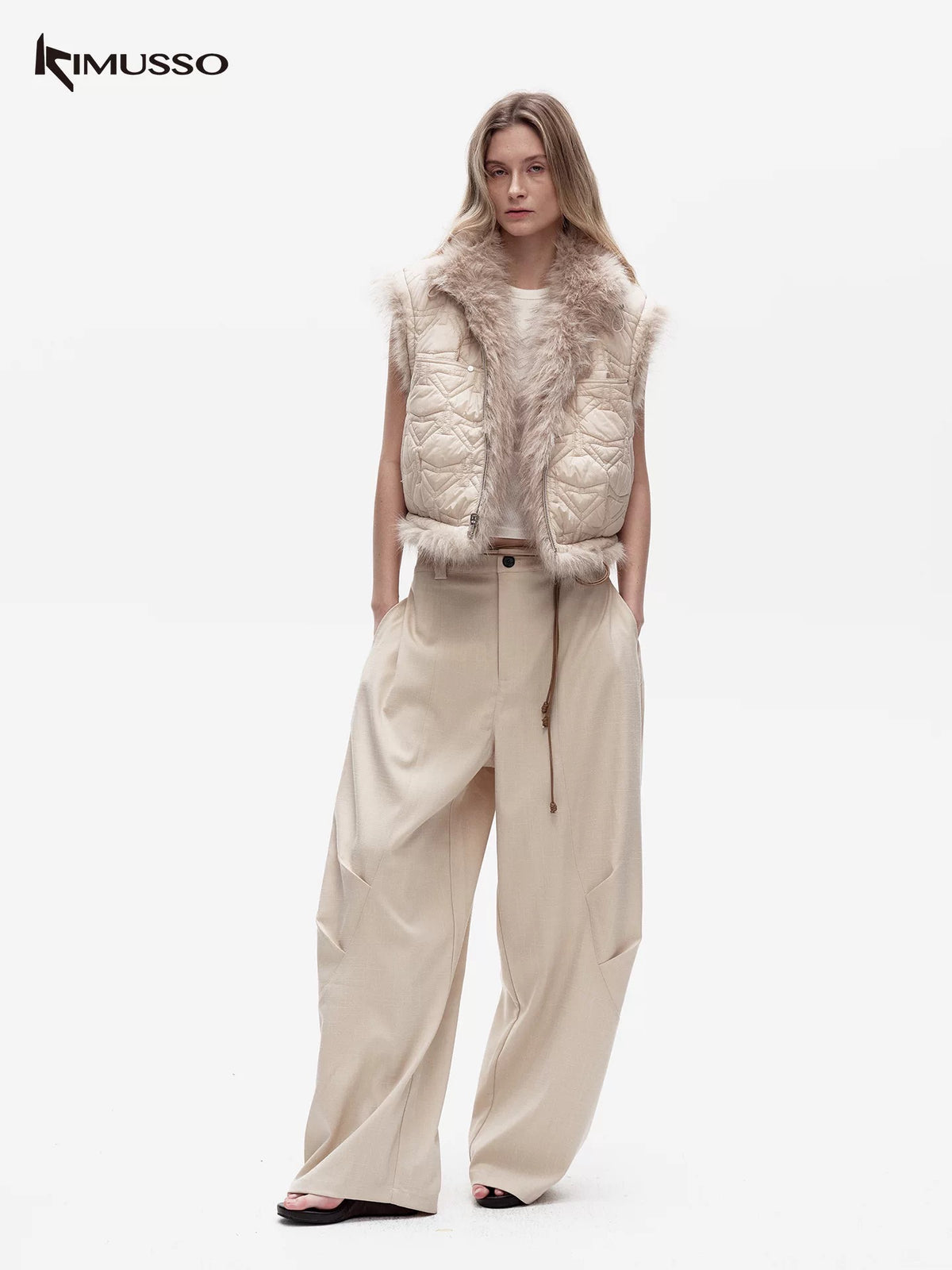 KIMUSSO "over the mountain" fur can be double-sided vest