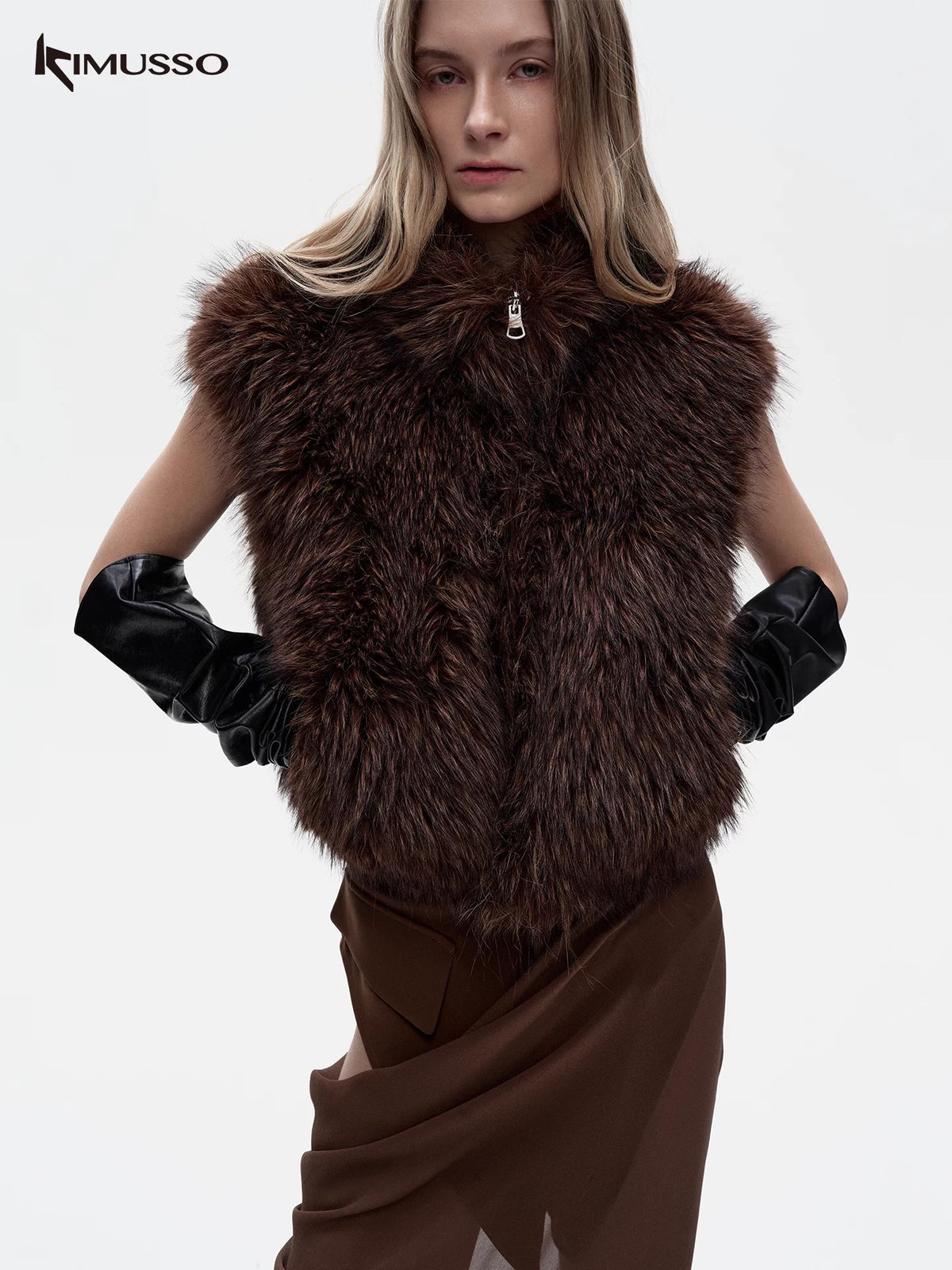 KIMUSSO "over the mountain" fur can be double-sided vest