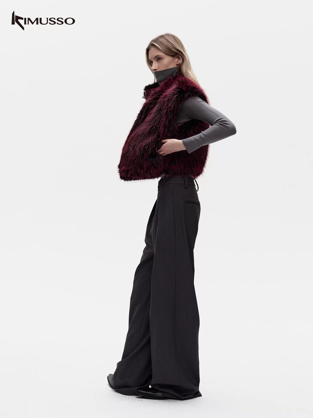 KIMUSSO "over the mountain" fur can be double-sided vest