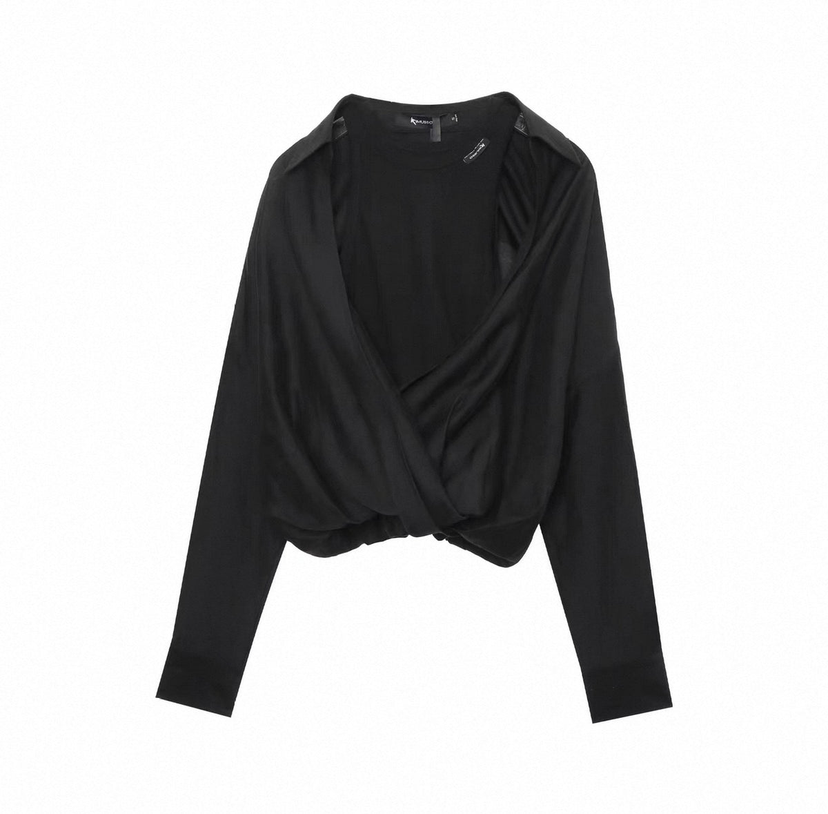 KIMUSSO "Phantom Cool" fake two-piece cross-collar shirt