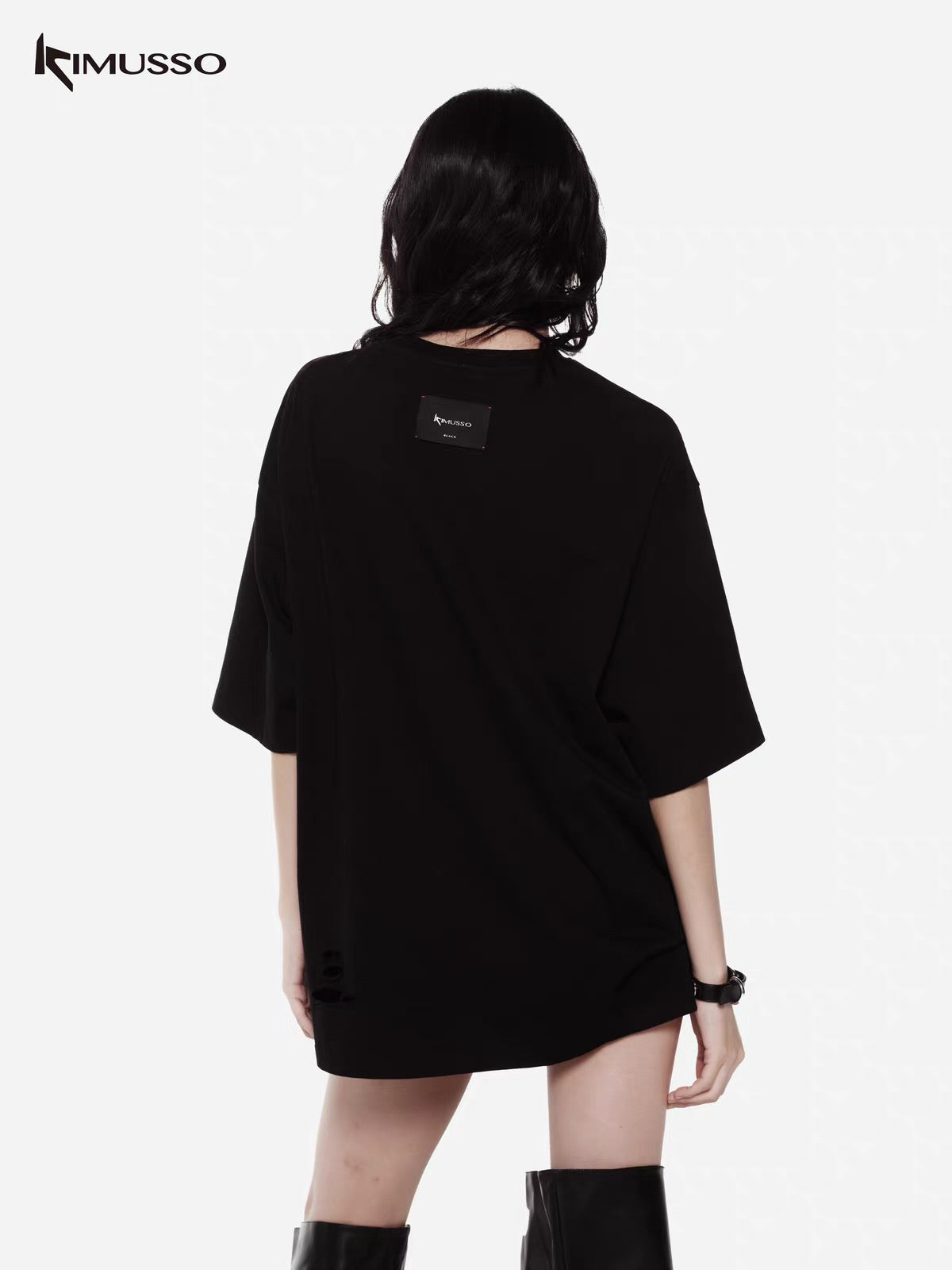 KIMUSSO Thorn Print Loose Short-sleeved T-shirt Women