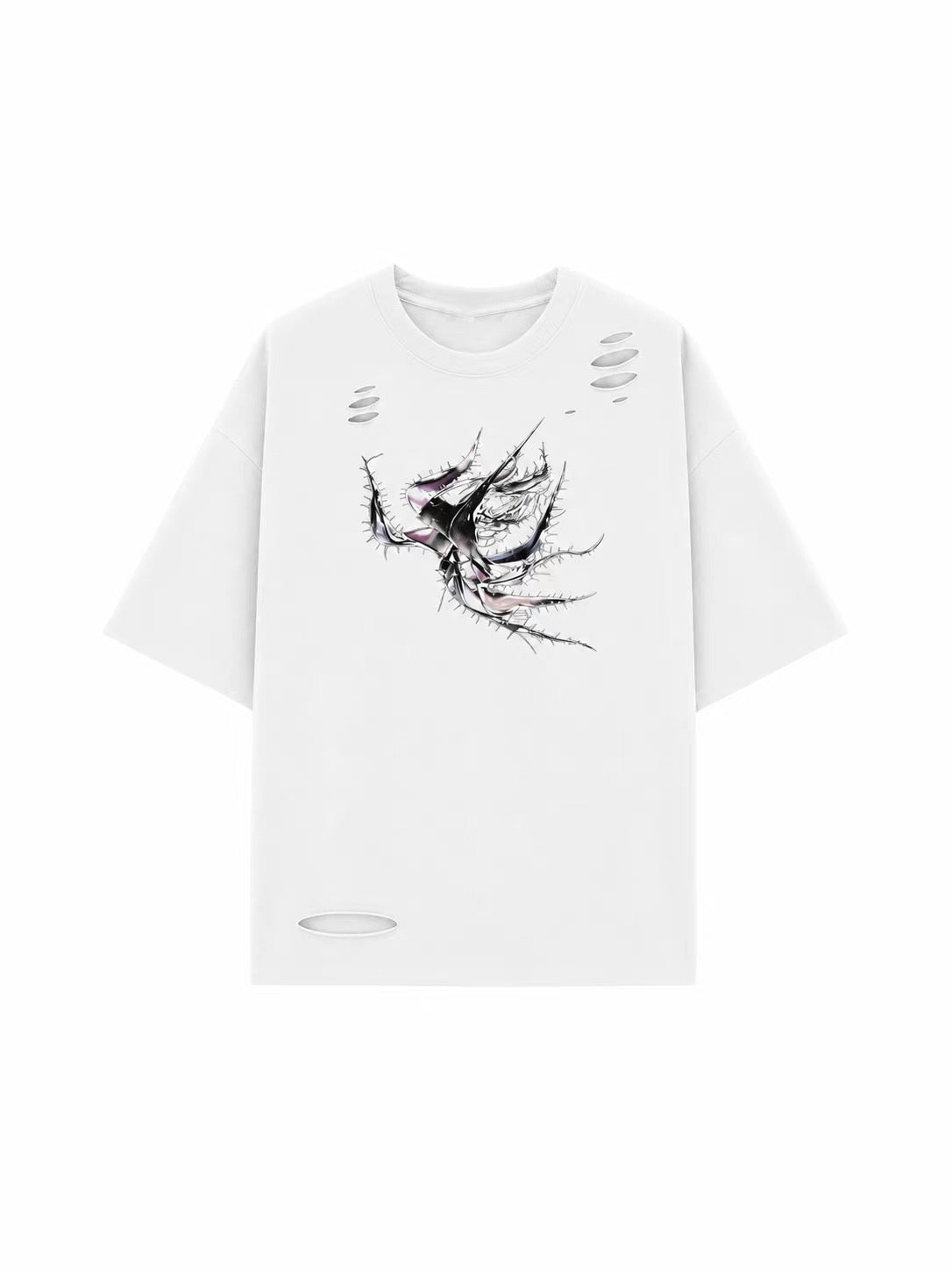KIMUSSO Thorn Print Loose Short-sleeved T-shirt Women