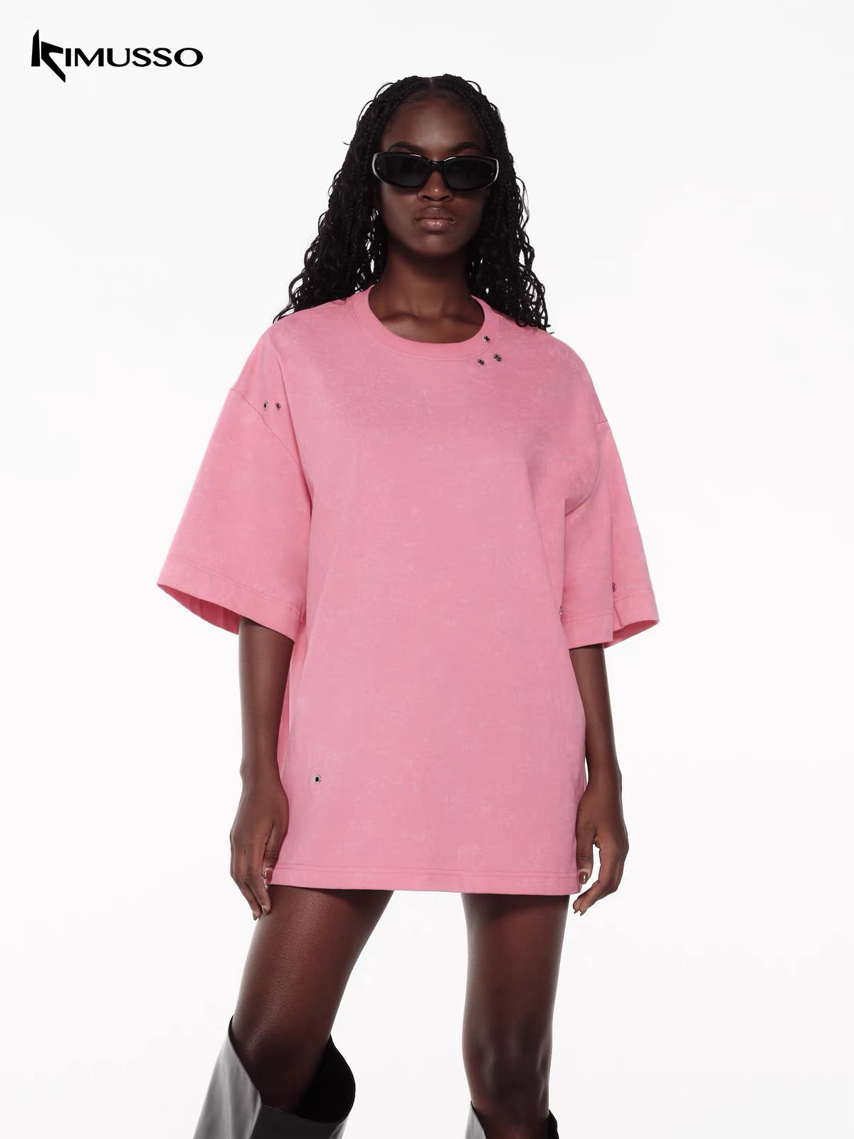 KIMUSSO air eye silhouette tie-dyed short-sleeved T-shirt