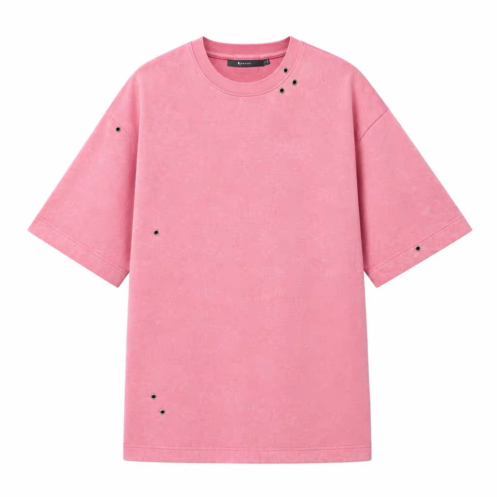 KIMUSSO air eye silhouette tie-dyed short-sleeved T-shirt