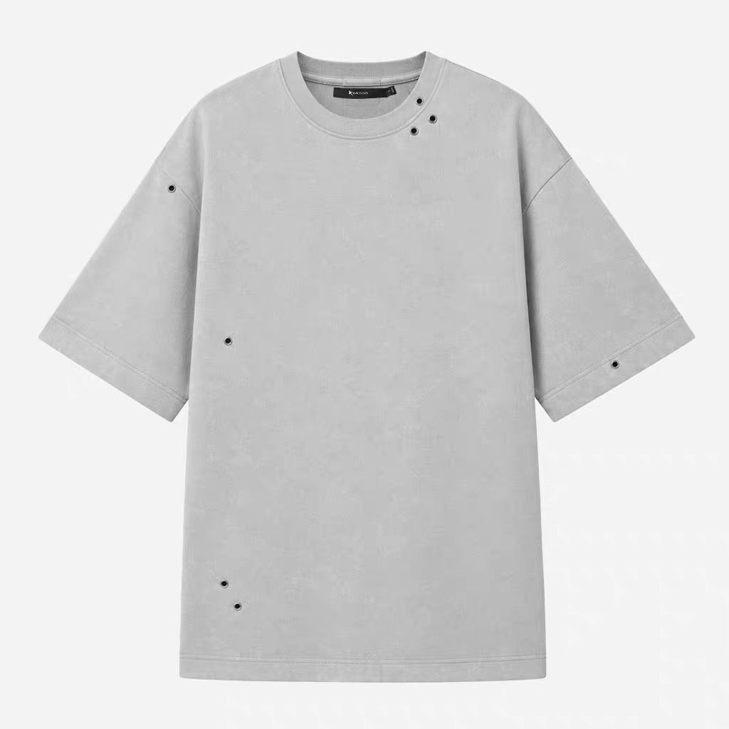 KIMUSSO air eye silhouette tie-dyed short-sleeved T-shirt