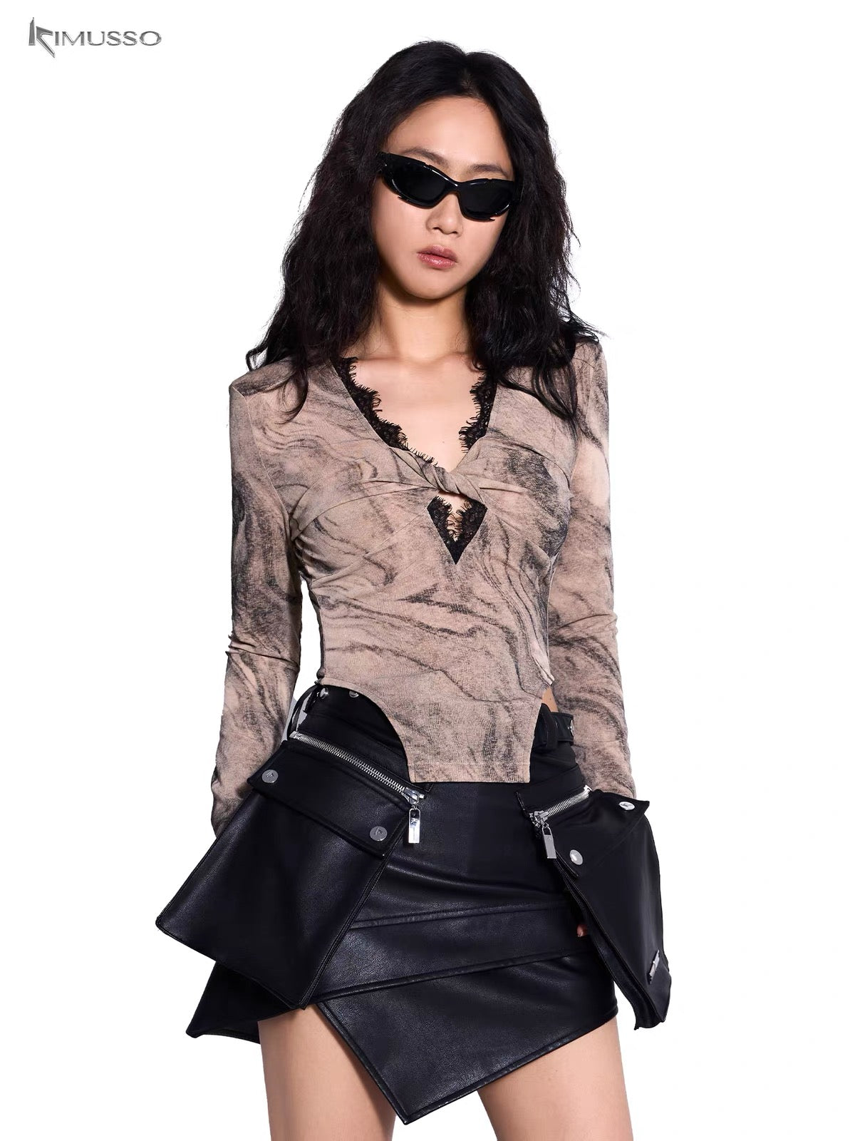KIMUSSO "Silk Feather Buds" Lace T-shirt